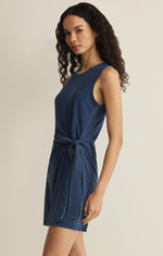 Load image into Gallery viewer, Mattie Jersey Denim Mini Dress in Indigo
