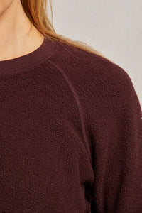 Ziggy Inside Out Fleece Shrunken Crewneck Sweatshirt in Blackberry