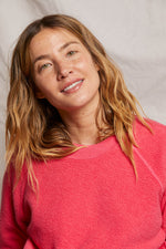 Load image into Gallery viewer, Ziggy Inside Out Fleece Shrunken Crewneck Sweatshirt in Pink Bloom
