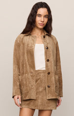 Load image into Gallery viewer, Decker Suede Chore Coat in Light Sand
