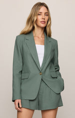 Load image into Gallery viewer, Evan Linen Blazer in Everglade
