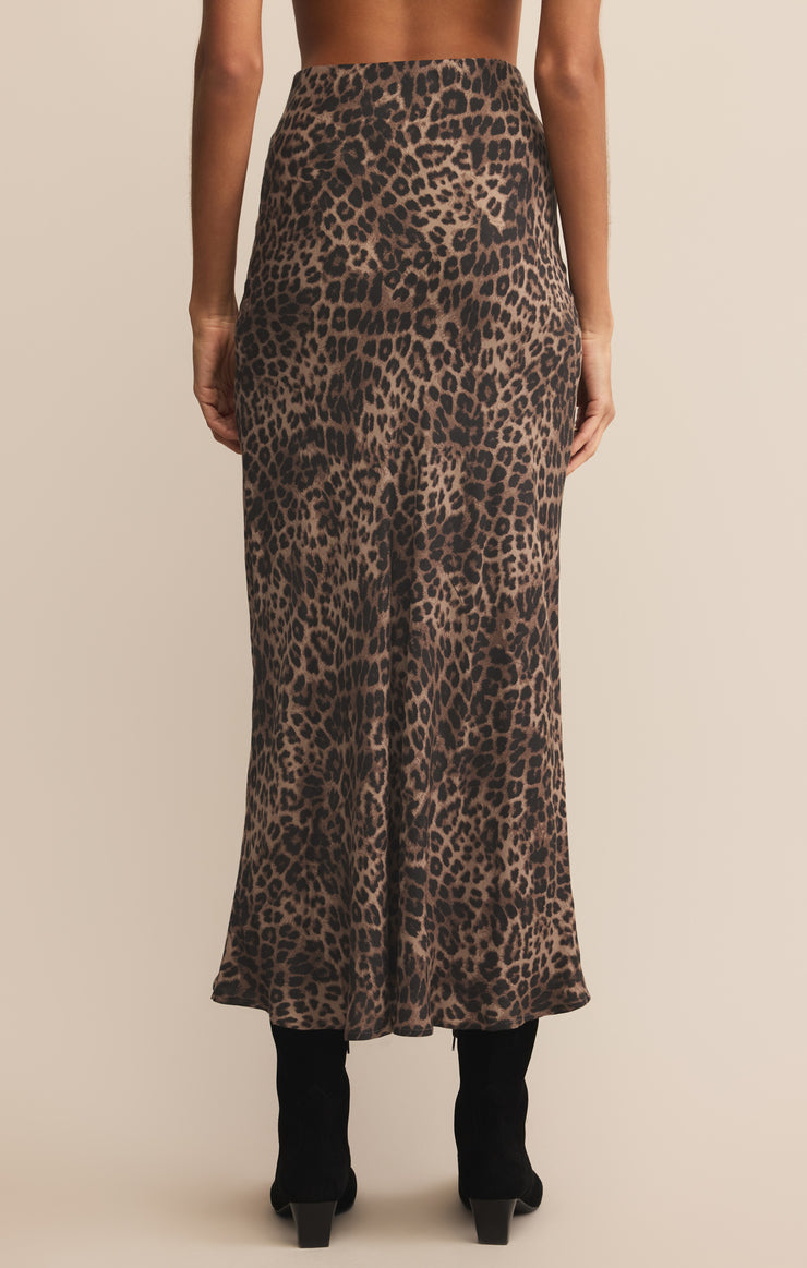 Izabel Leopard Skirt in Desert Tan