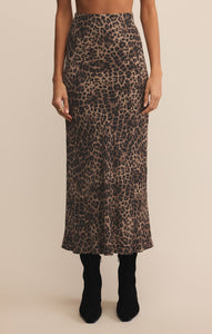 Izabel Leopard Skirt in Desert Tan