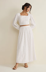 Load image into Gallery viewer, Bria Eyelet Skirt in White
