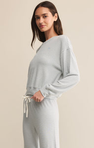 Bisou Stripe Long Sleeve Shirt in Light Denim