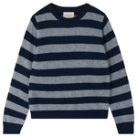 Load image into Gallery viewer, Cashmere Stripe Crew in Navy/Mid Grey

