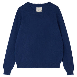 Cashmere Distressed Crew in Dark Denim