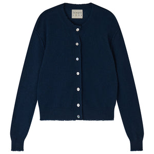 Cashmere Distressed Cardigan in Navy