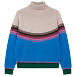 Load image into Gallery viewer, Block Fairisle Tweed Roll Collar Sweater in Light Rose/Multi
