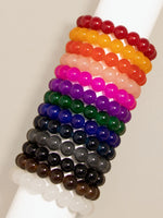 Load image into Gallery viewer, Glossy Glass Bead Stretch Bracelet in Brown
