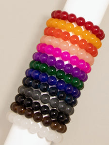Glossy Glass Bead Stretch Bracelet in Brown