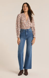 Esme la Paz Floral Blouse in Latte