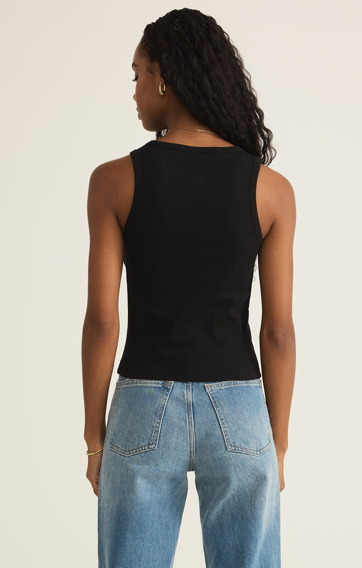 Hadley Rib Tank in Black