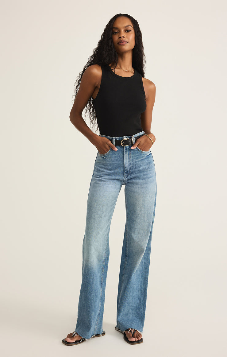 Hadley Rib Tank in Black