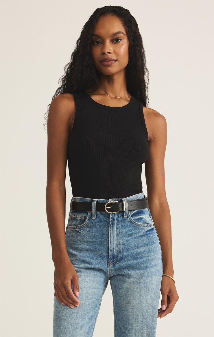 Hadley Rib Tank in Black