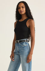 Load image into Gallery viewer, Hadley Rib Tank in Black
