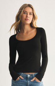 Second Skin Scoop Neck Top in Black