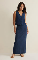 Load image into Gallery viewer, Noelle Jersey Denim Top in Indigo
