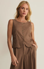 Load image into Gallery viewer, Roman Linen Vest in Palo Santo
