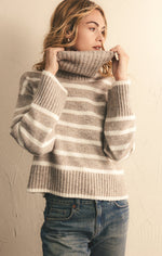 Load image into Gallery viewer, Josephine Stripe Sweater in Heather Taupe
