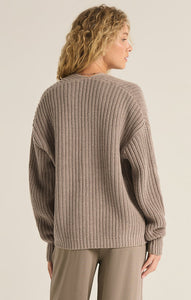 Sutton Rib Cardigan in Heather Taupe