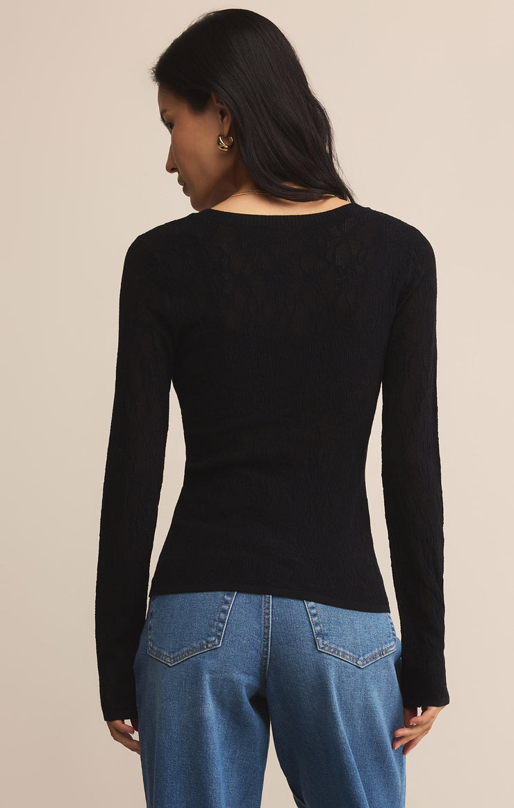 Tibi Scoop Mesh Sweater Top in Black