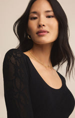 Load image into Gallery viewer, Tibi Scoop Mesh Sweater Top in Black
