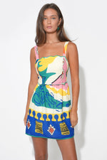 Load image into Gallery viewer, Reese Printed Mini Dress in Yellow/Blue
