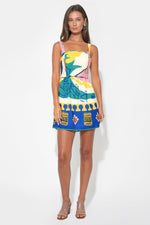 Load image into Gallery viewer, Reese Printed Mini Dress in Yellow/Blue

