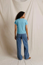 Load image into Gallery viewer, Alanis Recycled Cotton V-Neck Tee in Milky Blue
