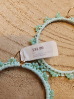 Load image into Gallery viewer, Woven Hoops with Small Beads in Mint
