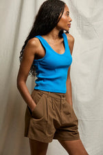 Load image into Gallery viewer, Blondie Rib Tank in Cobalt
