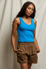 Load image into Gallery viewer, Blondie Rib Tank in Cobalt
