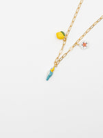 Load image into Gallery viewer, Blue Bird, Lemon &amp; Flower Necklace
