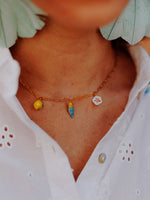 Load image into Gallery viewer, Blue Bird, Lemon &amp; Flower Necklace
