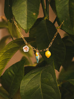 Load image into Gallery viewer, Blue Bird, Lemon &amp; Flower Necklace
