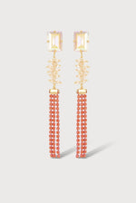 Load image into Gallery viewer, Long Shine Earrings in Peach/Coral
