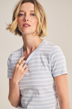 Load image into Gallery viewer, Brenda Rib Crew Neck Top in Ice Stripe
