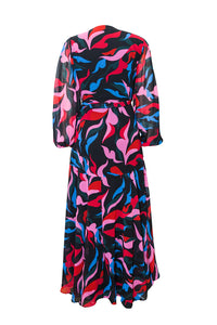 Bridge Maxi Dress in Multi Squiggle Leaves