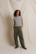Load image into Gallery viewer, Carter Cotton Jersey Striped Tee in Natural/Black Stripe
