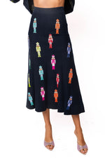 Load image into Gallery viewer, Mini Rainbow Nutcracker Knit Skirt in Navy
