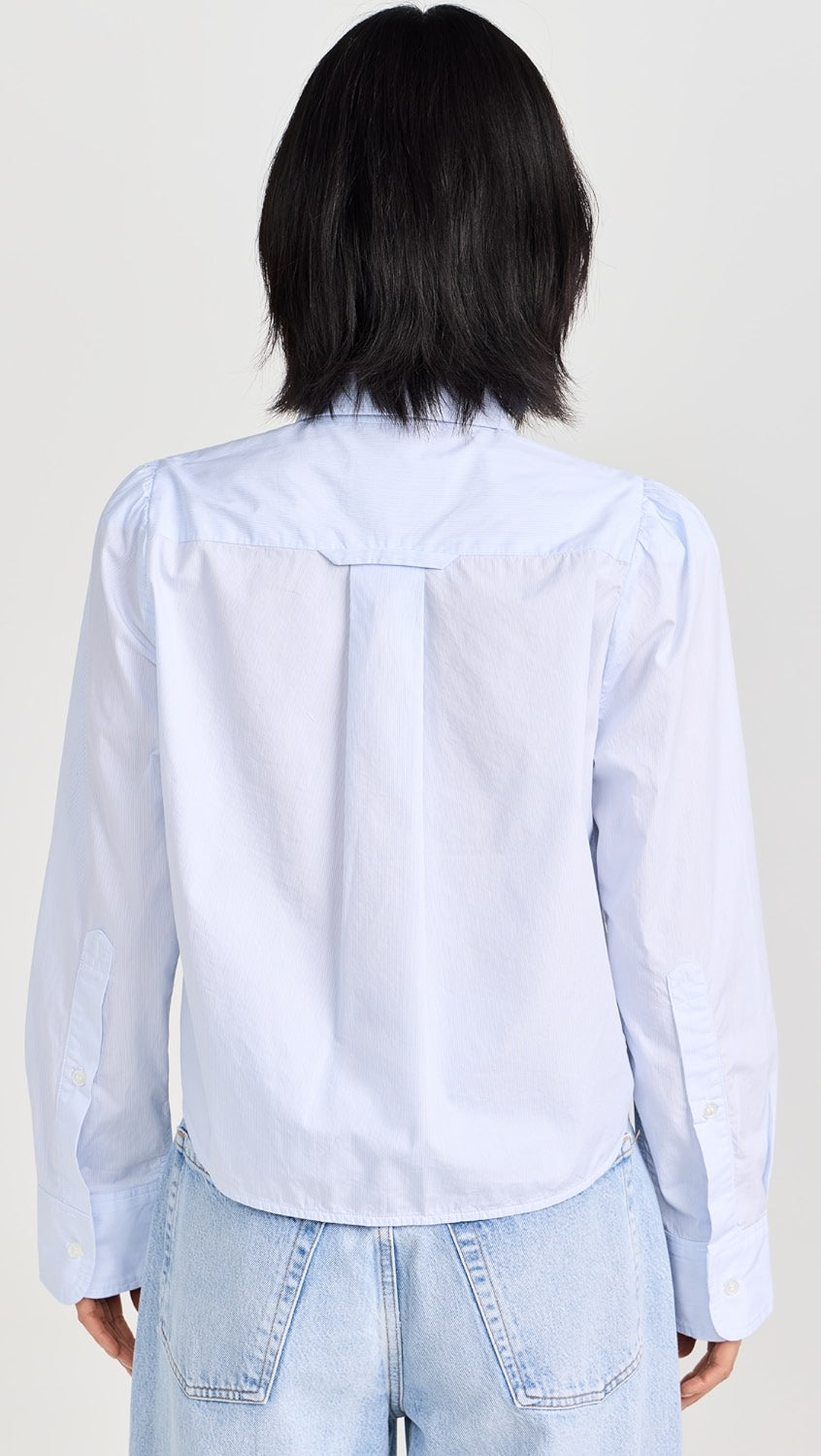 Nia Puff Sleeve Crop Shirt in Marsden Stripe