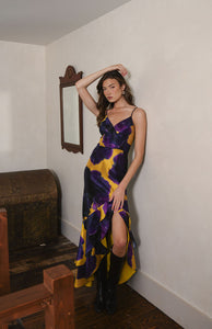 Angel Maxi Dress in Citrine Ink Blot Floral