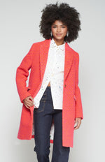 Load image into Gallery viewer, Aricia Diagonal Striped Wool Long Coat in Pink and Orange

