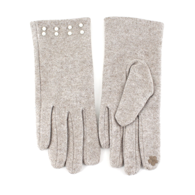 Pearl Embellished Gloves in Brown Heather