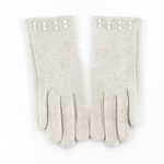 Load image into Gallery viewer, Pearl Embellished Gloves in Beige Heather
