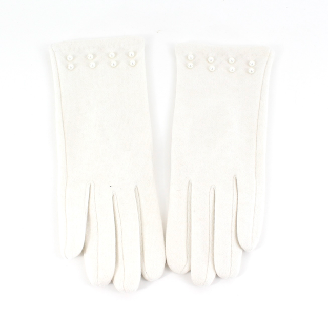 Pearl Embellished Gloves in Ivory