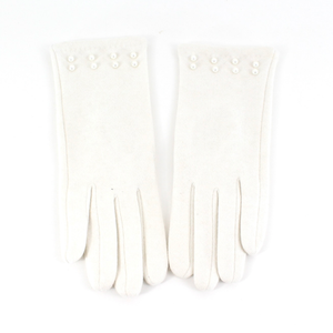 Pearl Embellished Gloves in Ivory