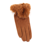 Load image into Gallery viewer, Faux Fur Trim Gloves in Brown
