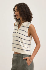 Load image into Gallery viewer, Nayla Sleevless Knit Top in Milk/Blue

